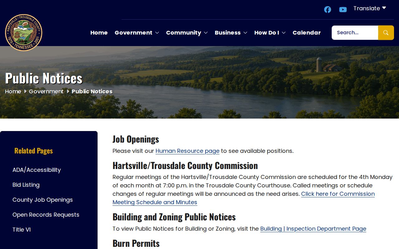 Trousdale County warrant records reference, county public-records policy notice